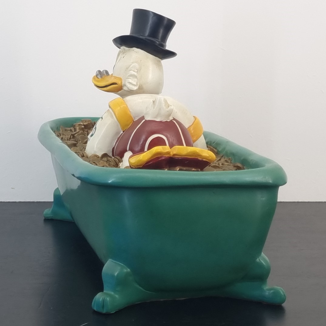 Scrooge McDuck swimming in money statue _left - Demons & Merveilles Scrooge McDuck swimming in money statue _left